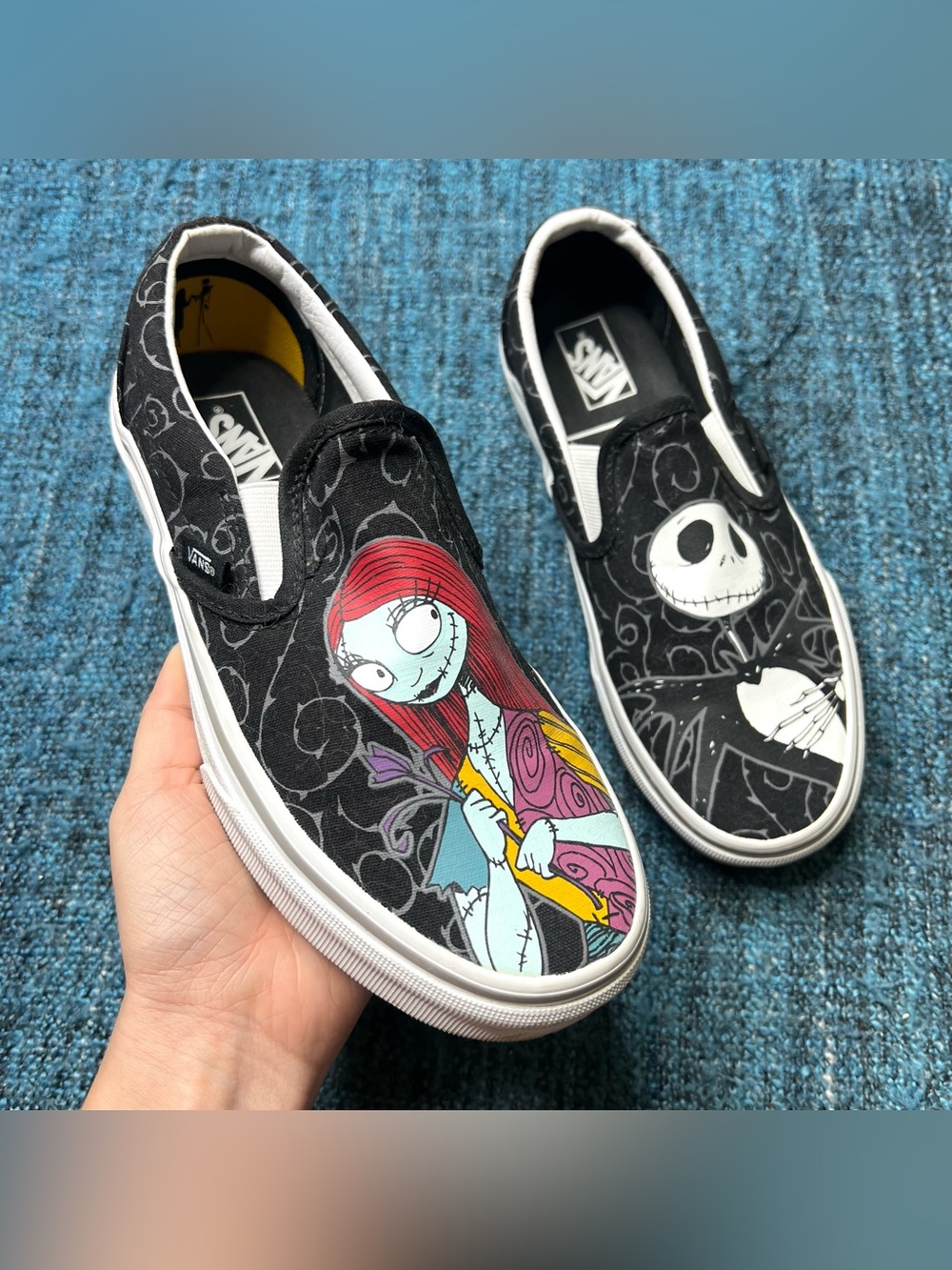 Vans x Disney Nightmare Before Christmas Jack and Sally Slip On Sneakers RARE